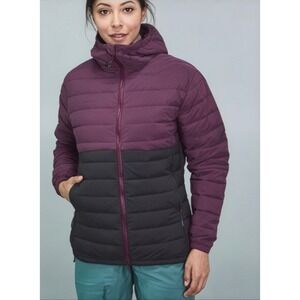 Mammut Celeno Puffer Down Coat Small Purple Black Hooded 750 Down Fill Jacket